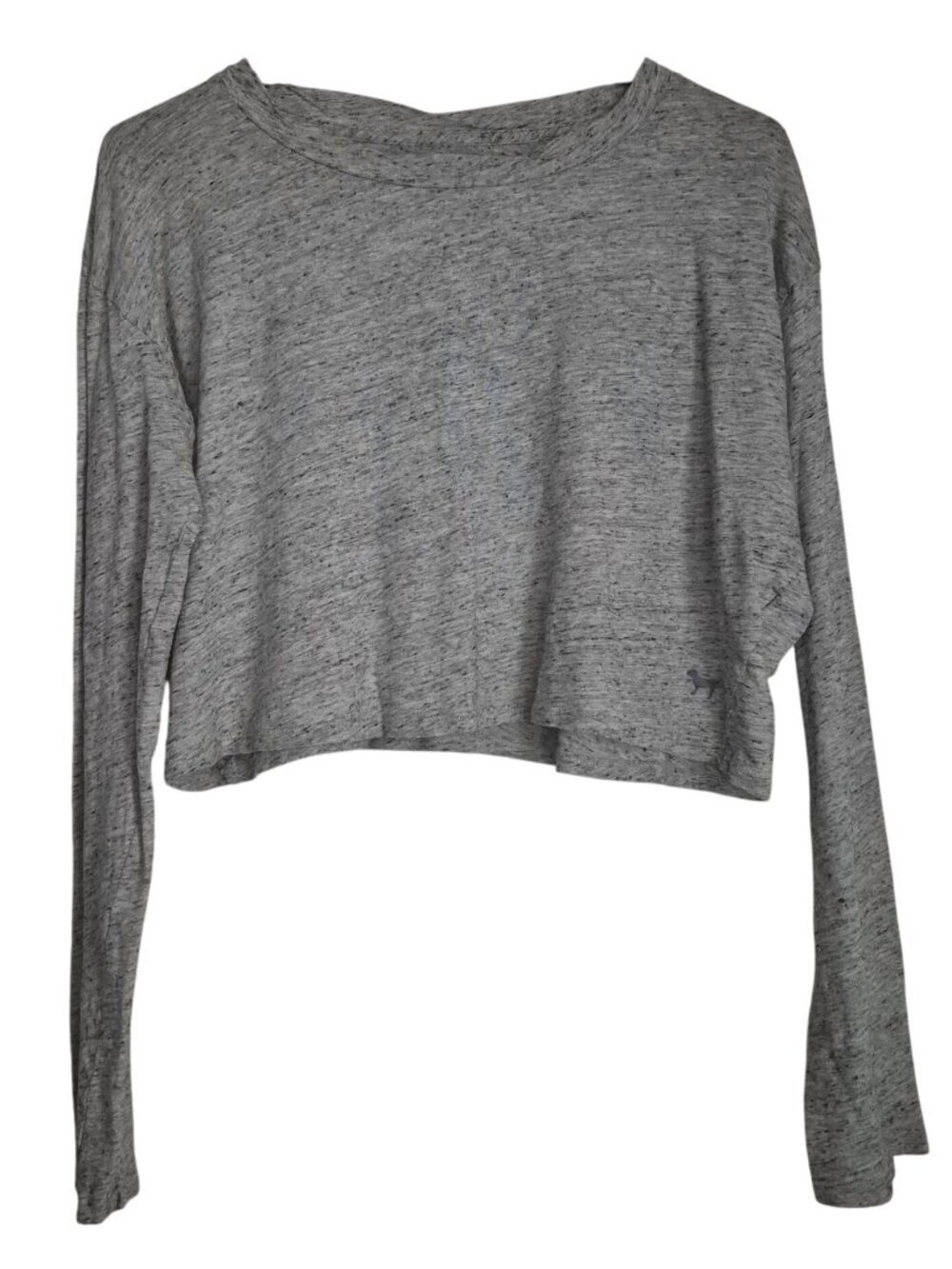 Victorias Secret Shirt Heathered Gray Long Sleeve Crop Top Womens Small Casual